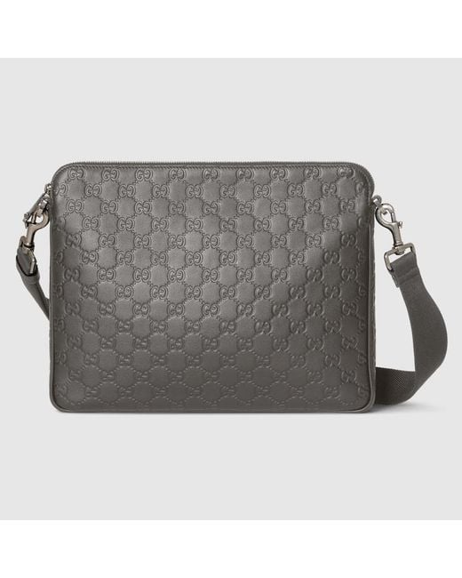Gucci Gray Gg Emblem Medium Crossbody Bag for men