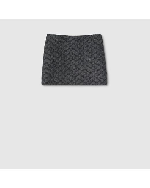 Gucci Black Gg Boutonné Wool Tweed Skirt