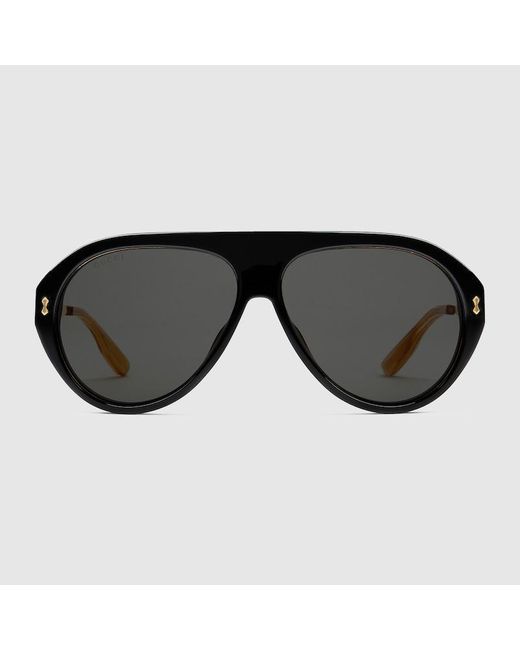 Gucci Black Navigator Frame Sunglasses for men