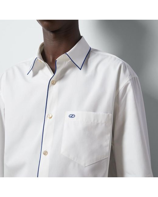Camicia In Popeline Di Cotone Con Finiture di Gucci in White da Uomo