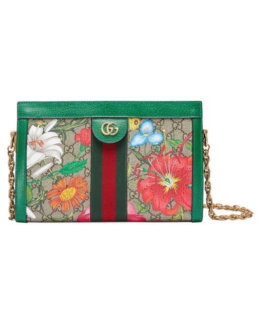 Gucci Green Online Exclusive Ophidia GG Flora Small Shoulder Bag
