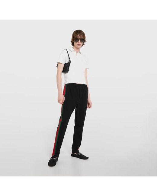 Gucci White Cotton Piquet Polo Shirt With Embroidery for men