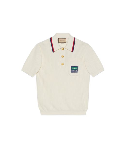Polo en maille de coton avec rayures Gucci pour homme en coloris White