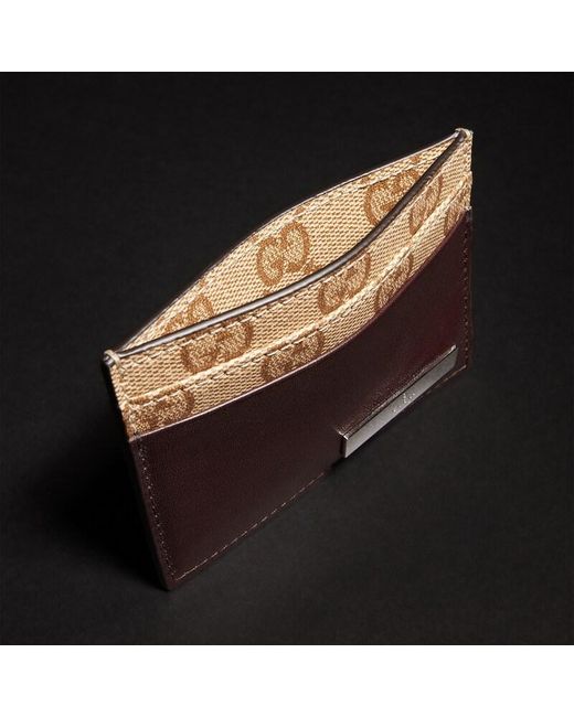 Gucci Brown Card Case With Metal Tag for men