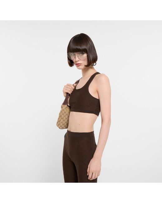 Gucci Brown Gg Jersey Jacquard Top