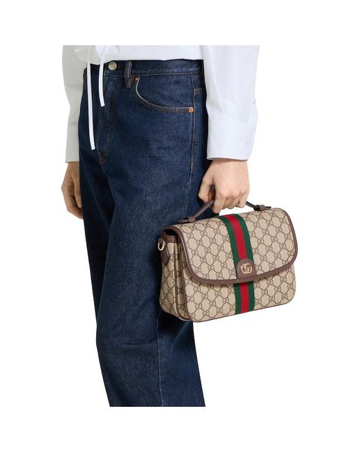 Gucci Brown Ophidia Medium Top Handle Bag