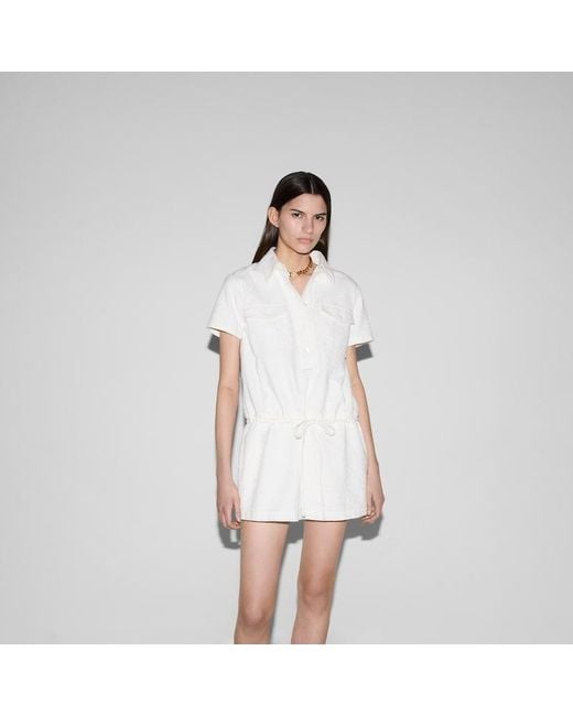 Gucci White Kleid Aus GG Jacquard-Denim