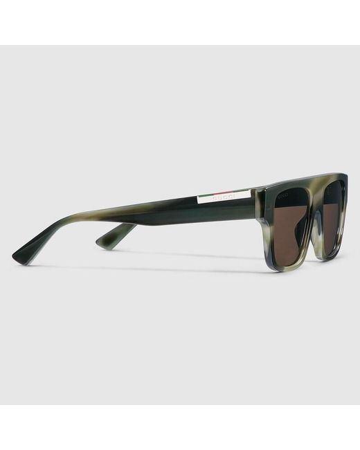 Gucci Brown Rectangular Frame Sunglasses for men