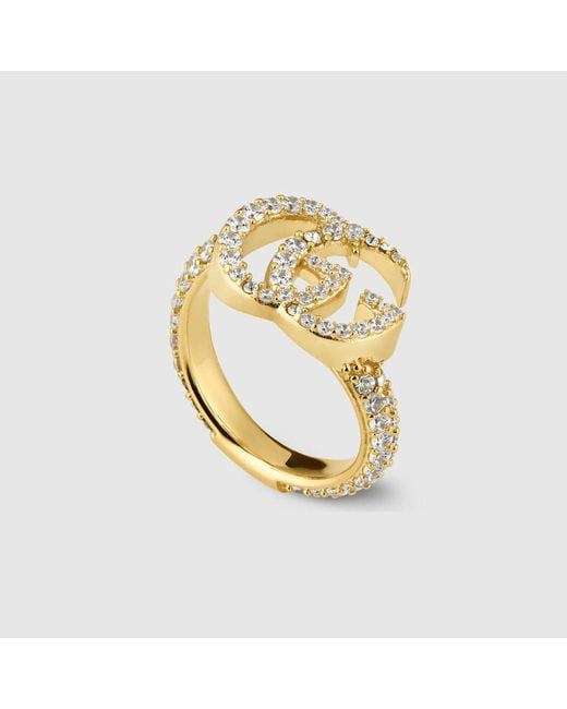 Bague Gg Marmont Avec Cristaux, Taille Gucci en coloris Metallic