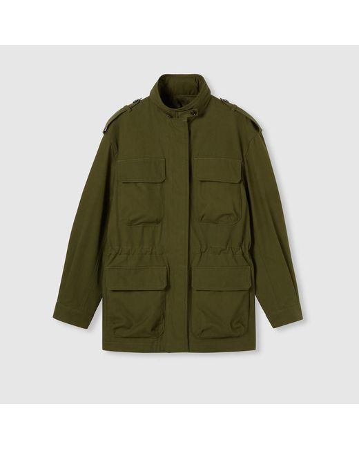 Veste En Toile De Coton Avec Broderie, Taille Gucci en coloris Green