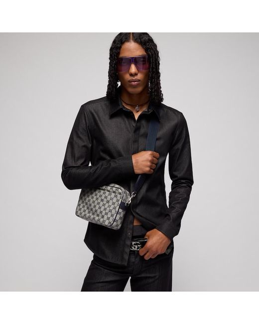 Gucci Gray Essence Classic Small Crossbody Bag, Gg Canvas for men