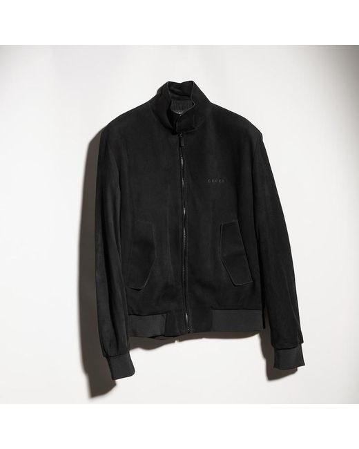 Gucci Black Soft Light Suede Bomber Jacket for men