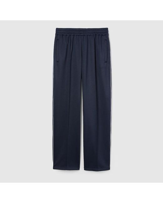 Gucci Blue Technical Jersey Pant With Embossed Logo for men
