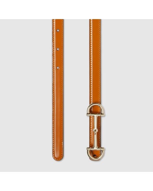 Gucci Orange Reversible Thin Belt With Horsebit, Size 100