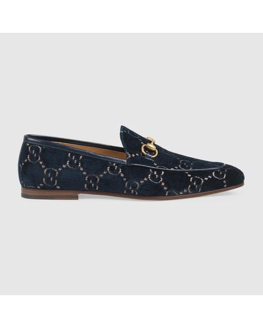 Gucci Blue Jordaan GG Velvet Loafers for men