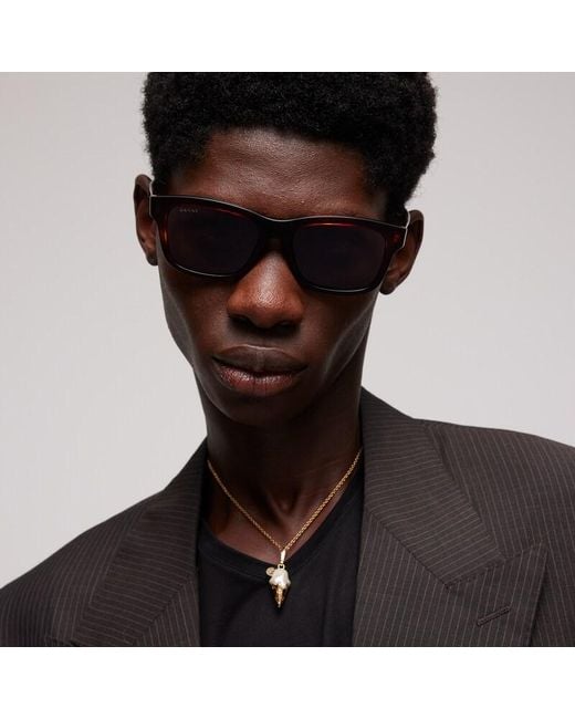 Gucci Brown Rectangular-Frame Sunglasses for men