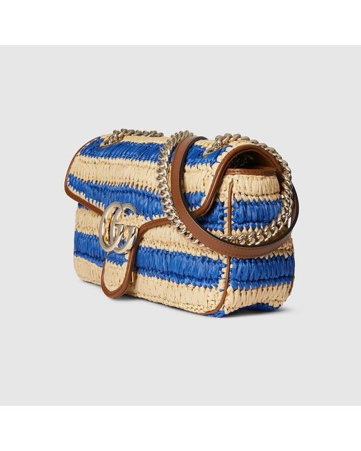Sac À Épaule Tissé Gg Marmont Moyen Format Gucci en coloris Blue