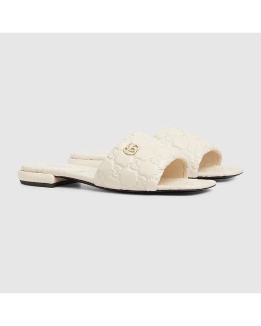 Gucci White Damenpantolette Mit Doppel G, Grösse