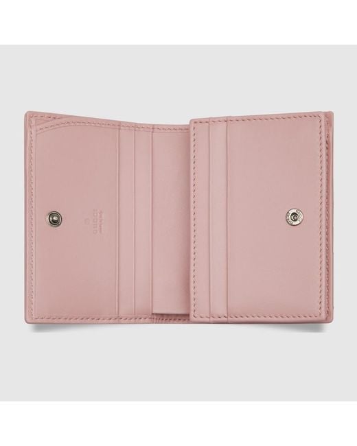 Gucci Pink GG Marmont Matelassé Card Case Wallet