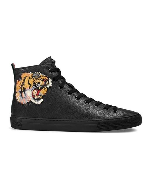 Gucci Leather High-top Sneaker With Tiger for Men | Lyst