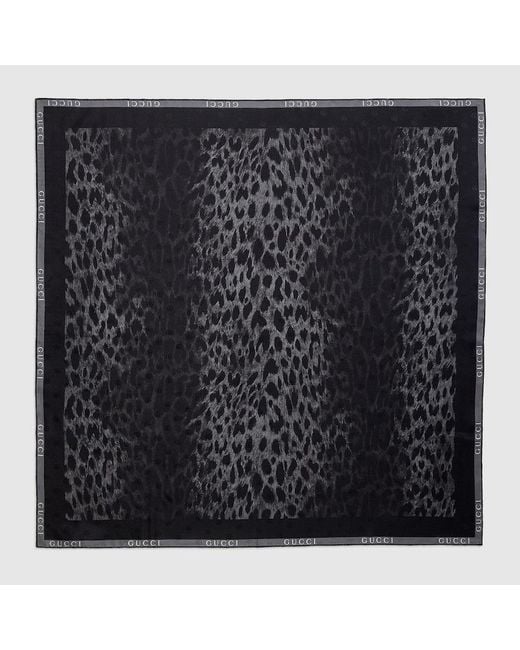 Gucci Black Printed Silk Twill Carré
