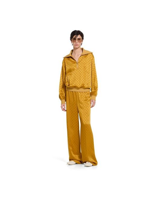 Gucci Yellow Gg Acetate Jacquard Trousers