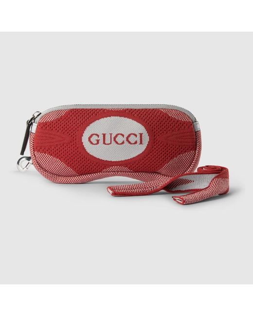 Gucci Red Technical Knit Glasses Case, Fabric for men
