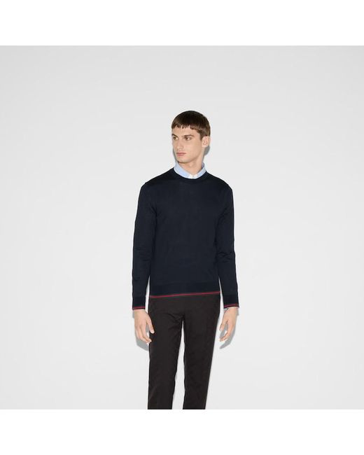 Gucci Pullover Aus Wollstrick Mit Web, Grösse in Blue für Herren