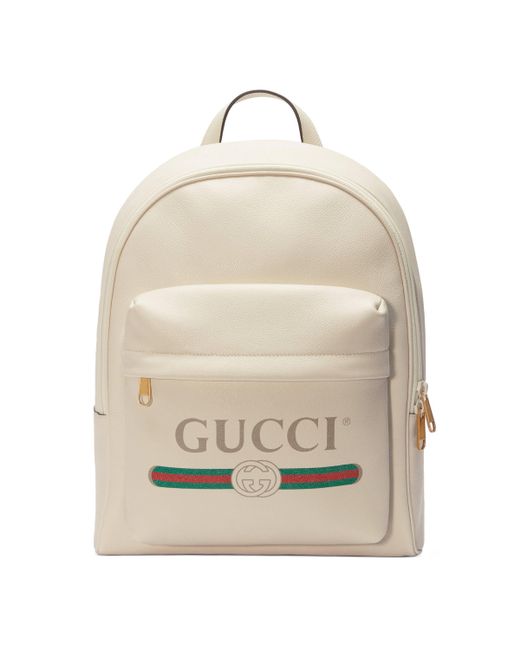 Gucci White Print Leather Backpack