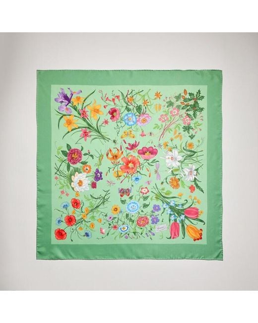Gucci Green Printed Silk Twill Carré