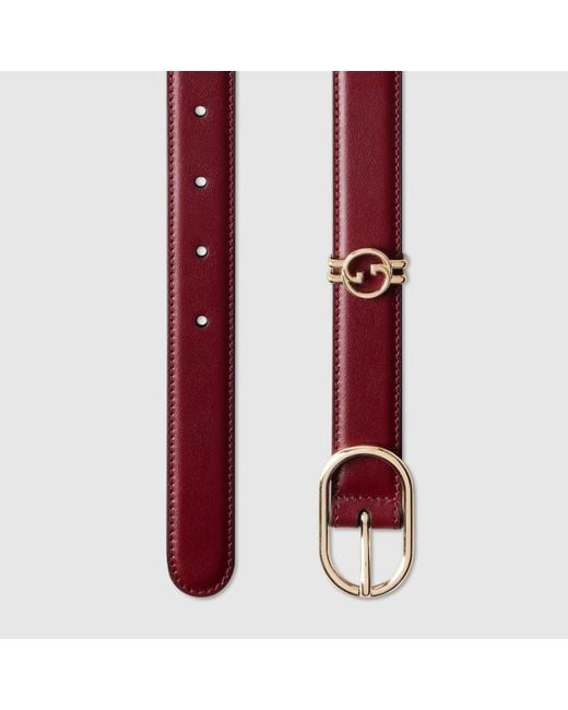 Gucci Red Belt With Round Interlocking G