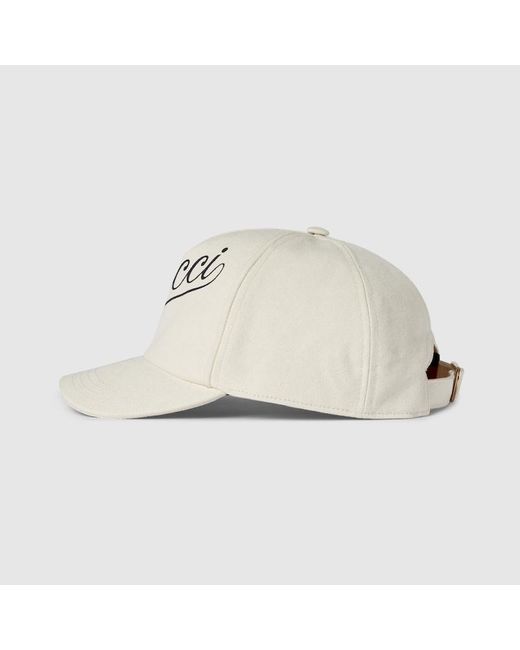 Gucci White Baseball Hat With Script for men