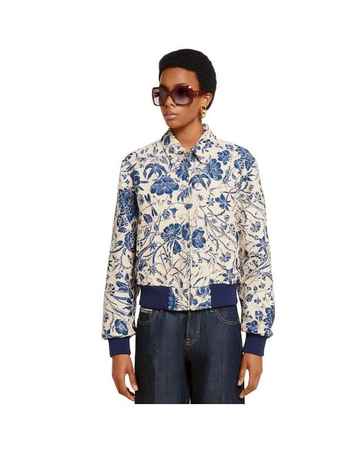 Gucci Flora Cotton Bouclé Jacquard Jacket in Blue | Lyst UK