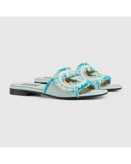 Gucci Blue Interlocking G Slide Sandal