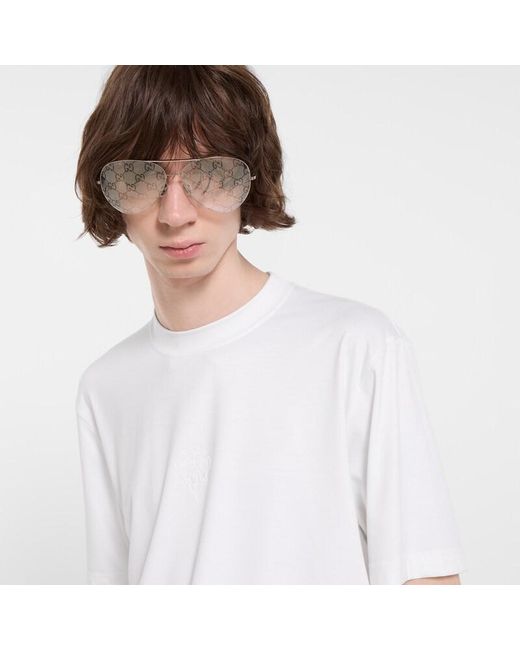 Gucci White Soft Rayon Jersey T-Shirt With Embroidery for men