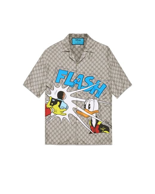 Camisa bowling con estampado donald duck disney x Gucci de hombre de color Natural