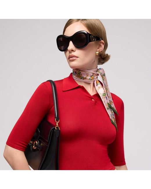 Gucci Metallic Printed Gg Silk Twill Jacquard Ribbon, Silk