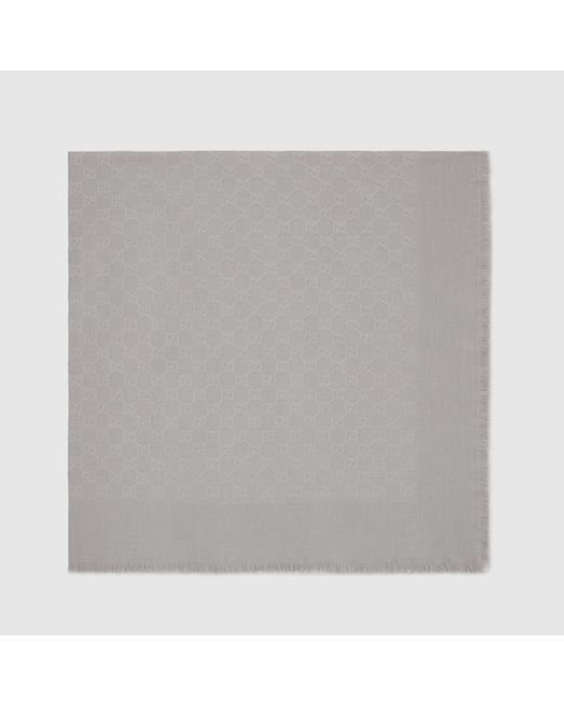 Gucci Gray Gg Wool And Silk Jacquard Shawl, Wool for men
