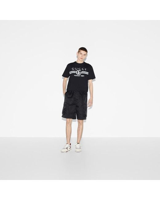 T-shirt En Jersey De Coton À Imprimé Gucci pour homme en coloris Black