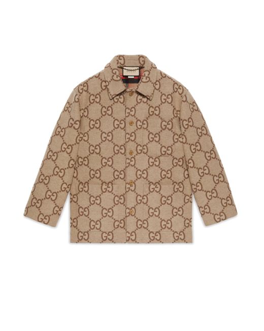 Gucci Canvas Jumbo gg Jacket in Beige (Natural) for Men | Lyst