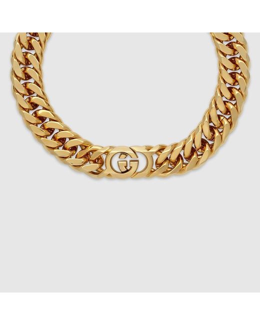 Gucci Metallic Interlocking Chain Necklace