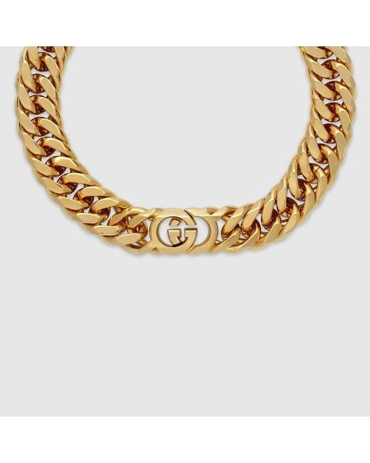 Gucci Metallic Interlocking Chain Necklace