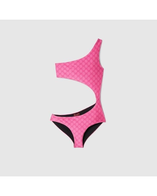 Gucci Pink Badeanzug Aus GG Stretch-Jersey