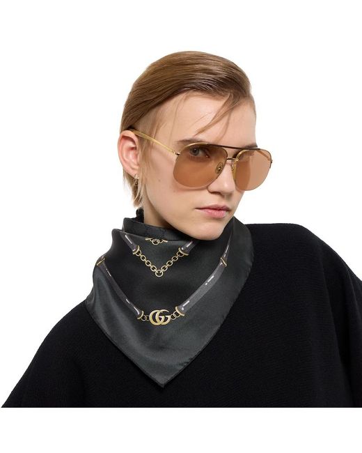 Gucci Black Printed Gg Silk Jacquard Carré