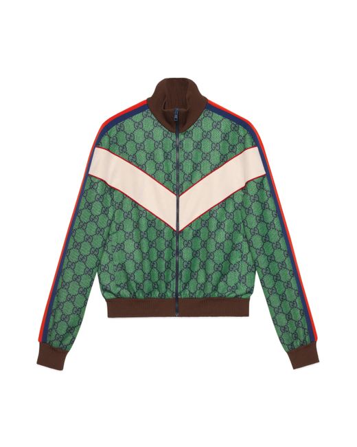 Gucci Green GG Jersey Zip Jacket With Web for men