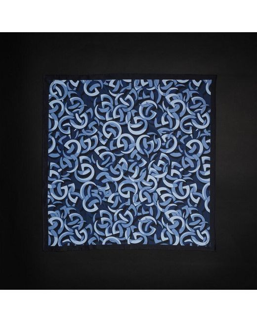 Gucci Blue Printed Silk Pocket Square for men