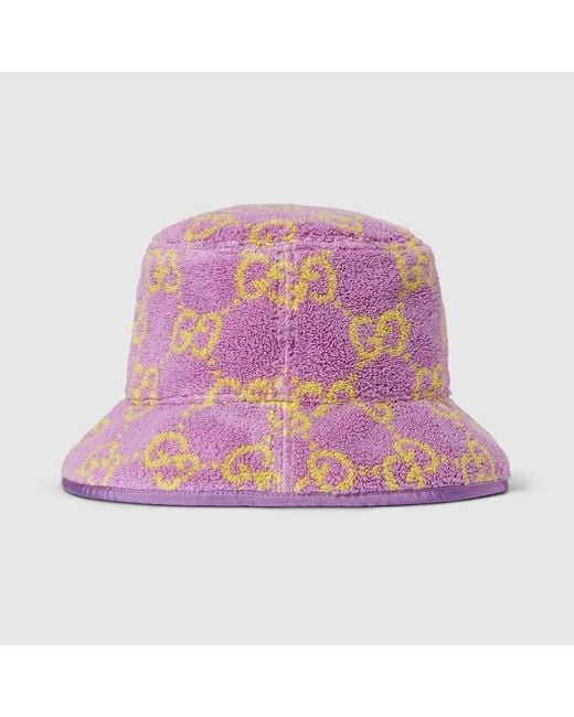 Gucci Pink GG Terrycloth Jacquard Bucket Hat