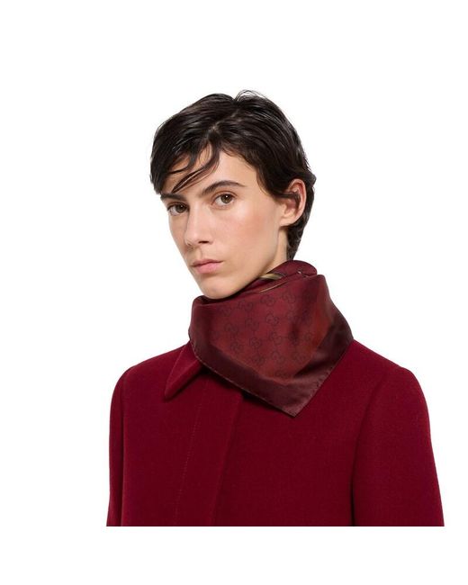 Gucci Red Vierecktuch Aus Gg Seidenjacquard Mit Print