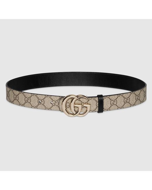 Gucci Black Reversible Gg Marmont Belt, Gg Canvas