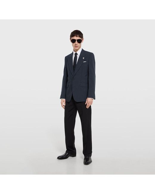 Gucci Blue Pinstripe Wool Jacket for men